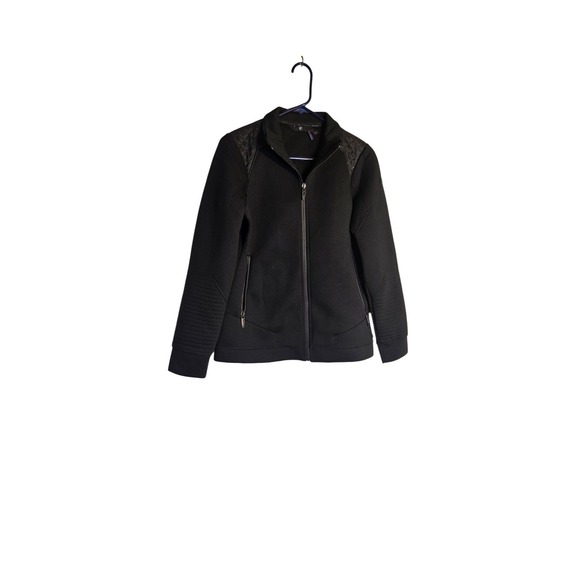 BMW M Collection Black Full Zip Moto Jacket Quilted Shoulder Small Portugal